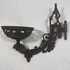 Antique Victorian Era Cast Iron Oil Lamp Holder Wall Sconce Swing Arm Bracket