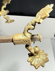 Antique Vtg Brass Dish Cross Hot Plate Adjustable Bowl Casserole Stand Holder