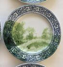Anthropologie Set Of 6 Landscape Nature Trees 8    Plates Green Blue Made In Japan