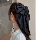 4pcs Large Satin Bow Barrette Hair Clips Long Ribbon Bow Clip Big Hair Bows F   