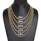 Stainless Steel Gold Plated Figaro Chain 5mm Unisex Hip Hop Jewelry Women  Men