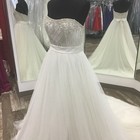 Alfred Angelo 890 Wedding Ballgown Glitter Net Strapless Scooped Neckline Sz 10