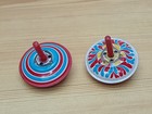 Vintage 1950s Small Lithograph Tin Plate Spinning Top Toys