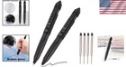 Tactical Pen Set - 2 Refillable Black Pens With 6 Ballpoint Refills