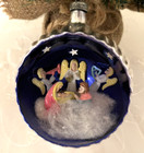 Awesome 1950s Vtg Italy Ribbed Nativity Diorama Ornament Mary Joseph Jesus 3 75 