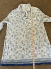 Womens Cotton Collared Long Sleeve Blouse Blue White Floral Sz M New W t Tags