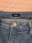 Express Women   s Blue Distressed Skinny Jeans Mid Rise Slim Fit Medium Wash