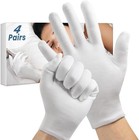 Elegant White Cotton Gloves - Moisturizing   Washable - 4 Pairs For Men   Women