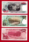 Argentina 10  50  100 Pesos Gen  San Martin Unc Notes - Diff  Prefixes   Serials