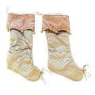 Pottery Barn Christmas Stocking Set Of 2 Gold 23    Long Fully Lined
