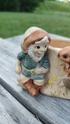 Vintage 70s Enesco Ceramic Planter Elf Gnome Tree Stump Squirrel