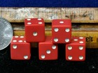 Nos Crisloid Cheater Opaque Red Lucite Dice 5 Dice 1 2  Random Matching Numbers