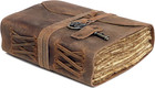 Vintage Leather Journal - Handmade Refillable Leather Bound Notebook With Dec   