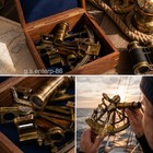 9  Brass Sextant With Wooden Box Antique Vintage Nautical German Astrolabe Decor