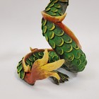 Hand Carved Chinese Dragon Figurine Wood 10in Coiled Painted Vintage Style Decor