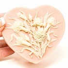 Vintage Genuine Incolay Stone Pink Heart Trinket Jewelry Box White Floral 4   