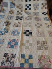 Vintage 9 Square Cottage Quilt Hand Stitched 60  X 76  See Description   Pics  