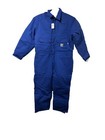 Carhartt Mens Lg Flame Resistant Quilt Lined Duck Coverall Royal Blue 100196