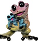 Rock A By Baby Kitty   s Critters Frog 3    Figurine Porcelain Mom Baby Sculpture