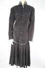 Brezin Paris Beaded Suede Long Sleeve Snap Wiggle Dress Vintage 80s Size 36