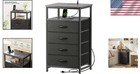 Night Stand With Charging Station Gray 4 Drawer Bedroom End Table