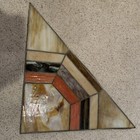 Stained Glass Hanging Window Panel Artist Made 24    Sides Warm Tones