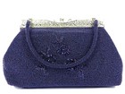 Vtg 1960   s  japanese  hand-beaded Handbag Iridescent Blue Floral Design