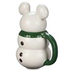 Disney Parks Christmas Mickey Mouse Snowman Holiday Mug With Lid New
