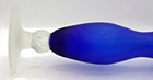 Vintage Frosted Satin Cobalt Blue Glass Vase With White Bottom Bud Vase 8  Tall