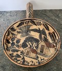 Vintage Mexican Folk Art Pottery Frying Pan Signed By Balbino Lucano Diaz