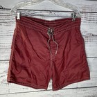 Vintage Birdwell Beach Britches 5    Inseam Burgundy Swim Trunks Usa Made Size 30