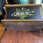 Handpainted Wooden Trug Flower Sewing Letter Mail Box Basket Folk Art Rosemaling