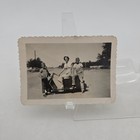 Vintage B w Photo Snapshot Of Mother   2 Boys Posing By Old Motorized Scooter 
