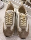 Tory Burch Logo Sneakers Beige Lace Up Athletic Size 10 5