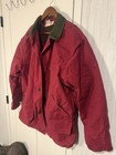 Vintage Ll Bean Red Cherry Canvas Chore Coat Mens Large Plaid Blanket Lined
