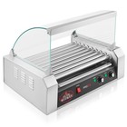 Commercial Electric 24 Hot Dog 9 Roller Grill Cooker Machine With Cover