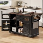 Kitchen Island With Drop Leaf  Power Outlet  Kitchen Storage Cart With 4 Door
