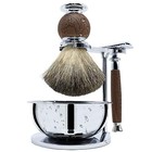  Wet Shaving Kit For Men - Badger Hair Shaving Brush  Shaving Stand  Wood