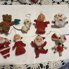 Felt Plastic Christmas Tree Ornaments Santa Mice Bear Angel Lot Of 8