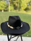 Harley-davidson Black 100  Wool Cowboy Hat Logo Concho Band M Made In Usa