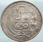 1871 Yj Peru South America 1 Sol Antique Original Silver Peruvian Coin I88236