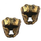 2 Pairs 14oz Boxing Gloves   Cheek Protective Head Guard Training Sparring Gold