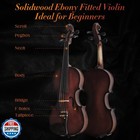 Ceciliec Acoustic Violin 4 4 Full Size  Solid Wood Fiddle For Beg