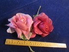 Vintage Millinery Flower Collection Lot Pink Red Silk 5  Roses H5698