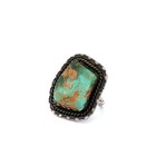 Vintage Lola Daw Navajo Native American Turquoise Sterling Silver Ring Sz 8