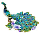 Vintage Peacock Tray Pewter Base With Blue Green Purple White Yellow Colors