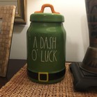 St  Patrick s A Dash Of Luck Rae Dunn Green Canister Jar With Lid Free Shipping