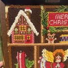 Vtg Sunset Yuletide Treasures Completed Cross-stitched Christmas Framed Wall