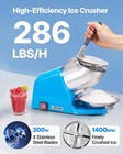 Vevor Commercial Ice Crusher 286lbs h Electric Snow Cone Maker Shaved Ice Blue