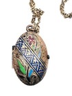 Antique Victorian Taille D   pargne Enamel Mourning Hair Locket Pendant Necklace